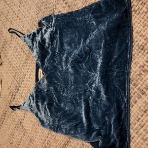 L'AGENCE SMALL VELVET TANK SUMMER TOP BLUE